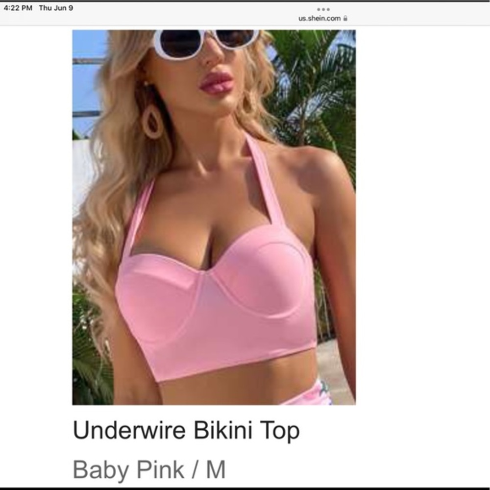 NWT BABY PINK BIKINI TOP SIze M